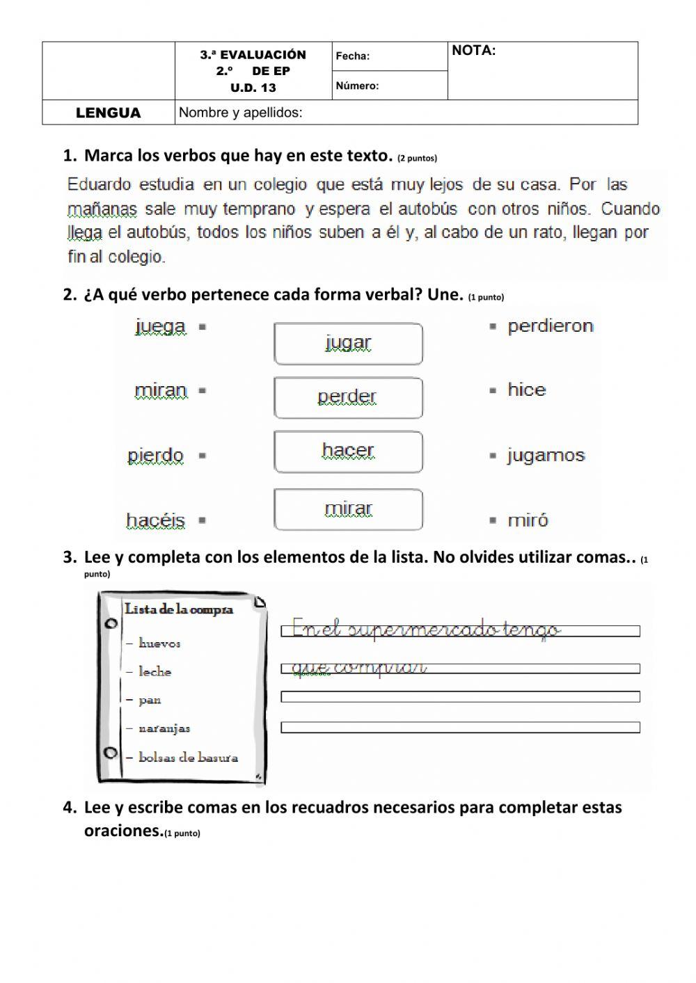 Prueba tema 13 lengua 2º