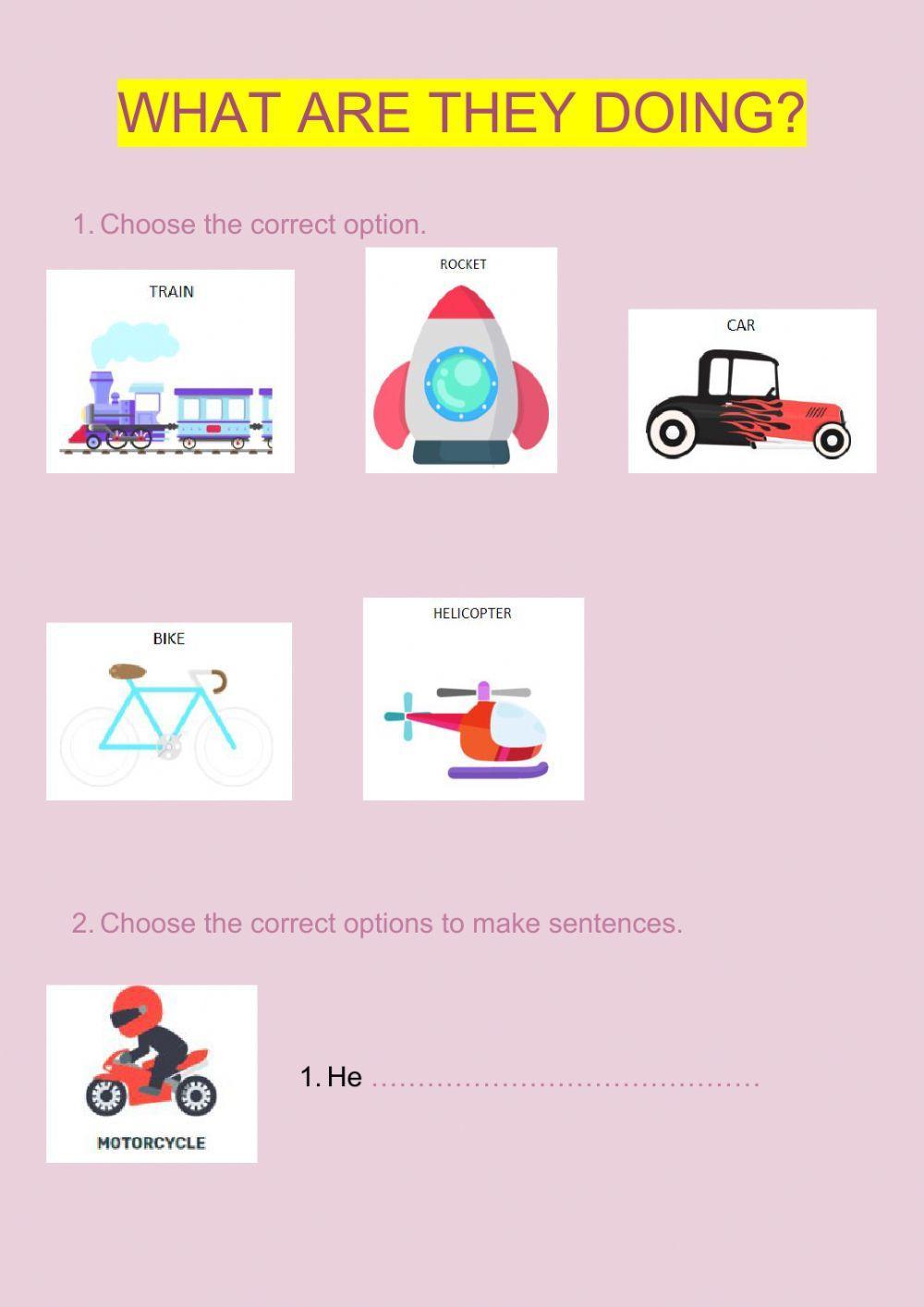 Means of transport. Drive sail fly and ride