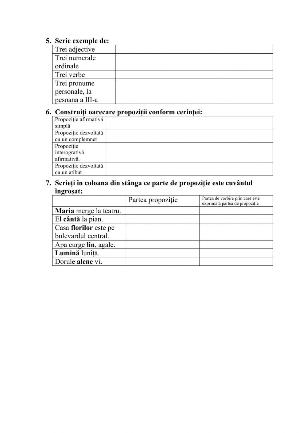 Evaluare finala semestriala Limba și literatura română, cls. IV, semestrul al II-lea