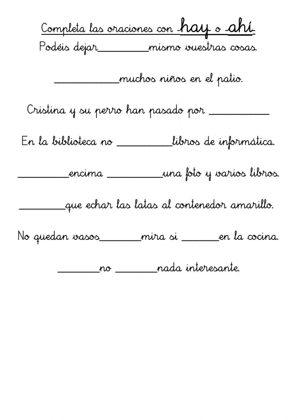 Ortografía hay ahí ay