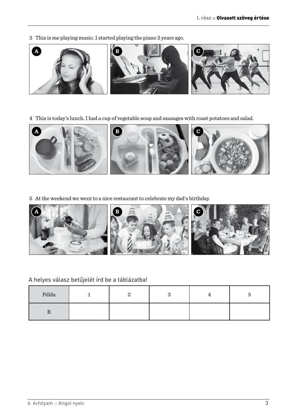 Angol Kompetencia teszt 6. osztály 2019