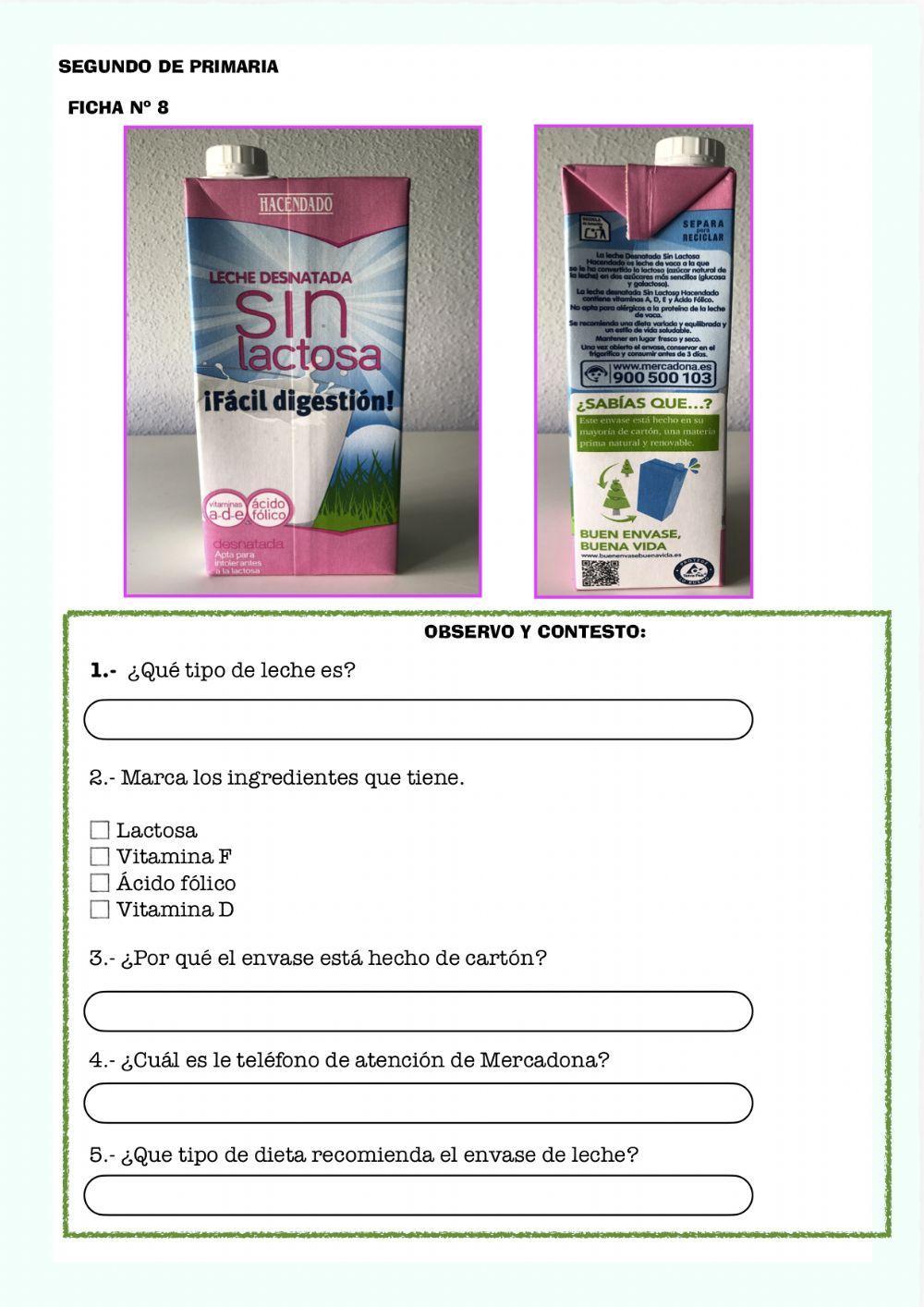 8.- Etiqueta de envase de leche