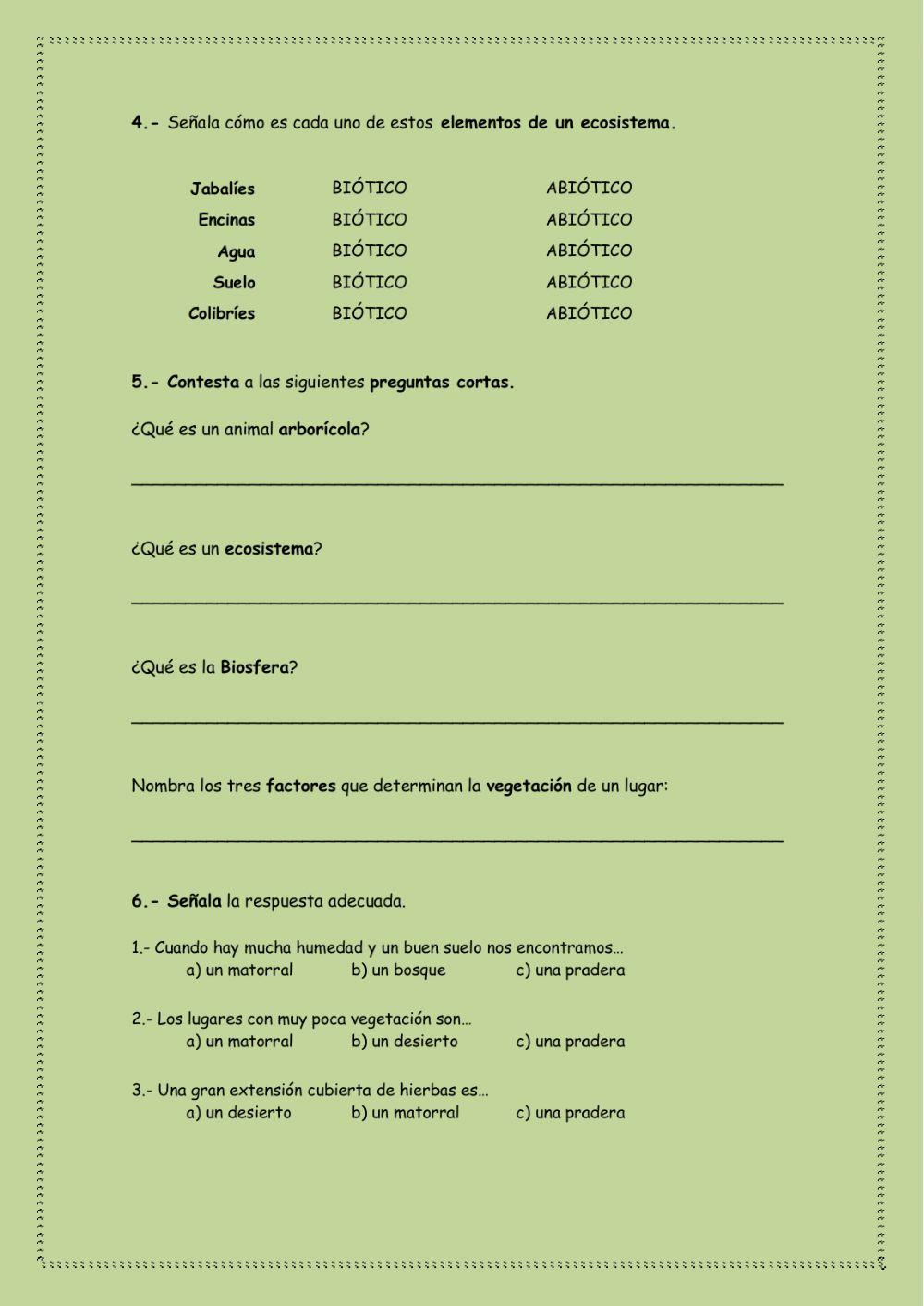 Animales y plantas en la naturaleza