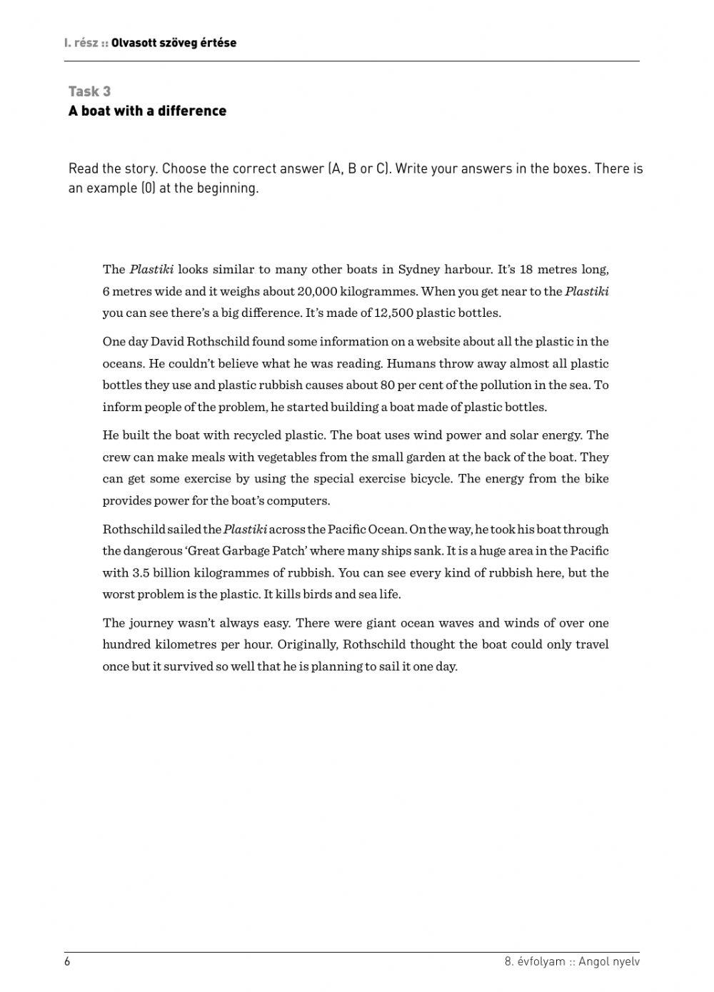 Kompetencia teszt 8. osztály 2019