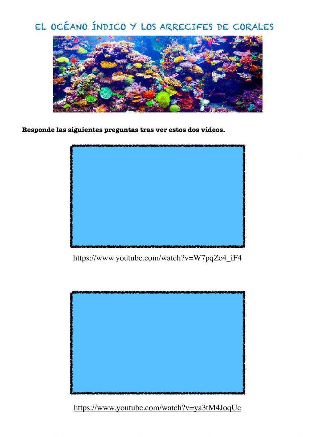 El océano índico y los arrecifes de corales