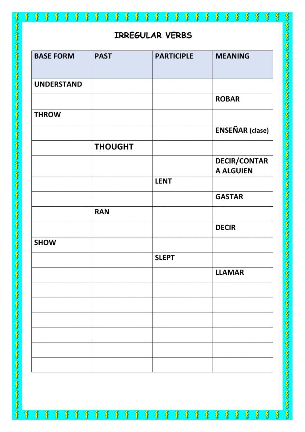 Irregular verbs term3 TEST 3