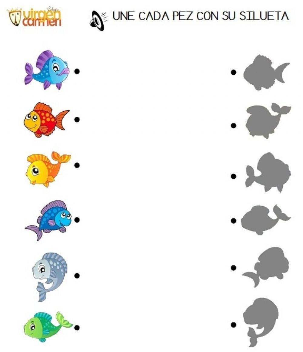 Une cada pez con su silueta