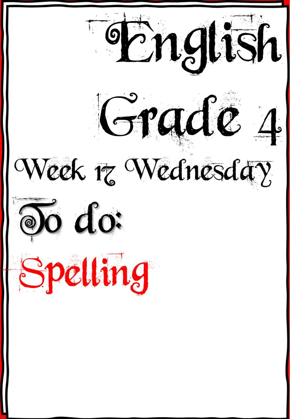 Week 17 - Wednesday - English 4