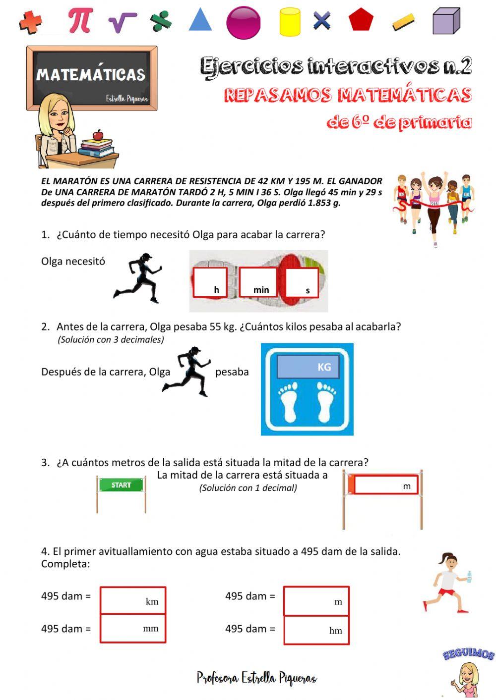 Repaso matemáticas de 6º - Act. Interactiva Nº2