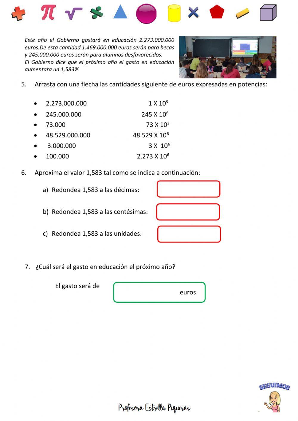 Repaso matemáticas de 6º - Act. Interactiva Nº2