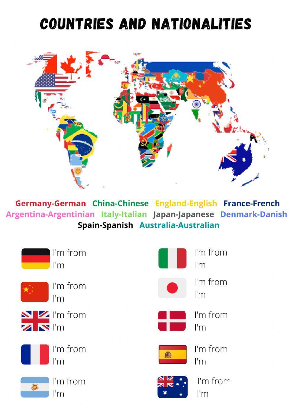 Countries and nationalities Countries and nationalities