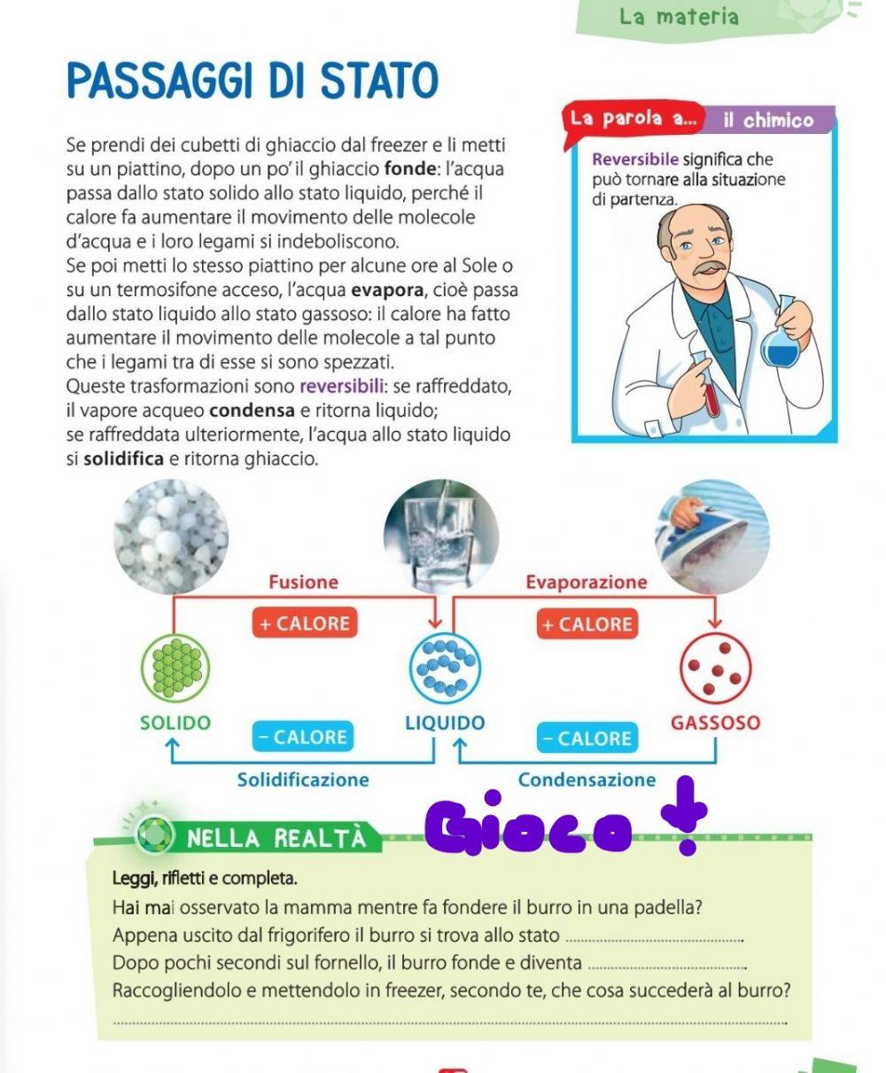 I passaggi di stato della materia