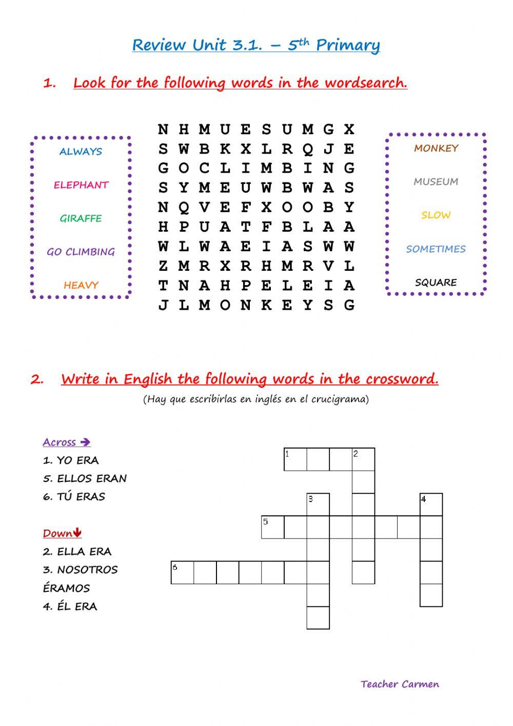 5th Primary - Review Unit 3.1.