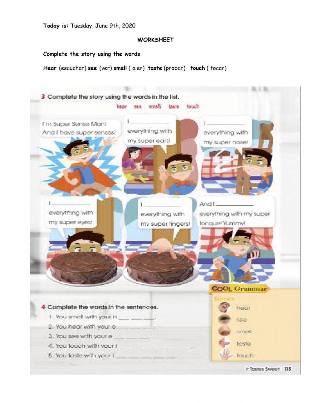 Worksheet It tates sweet