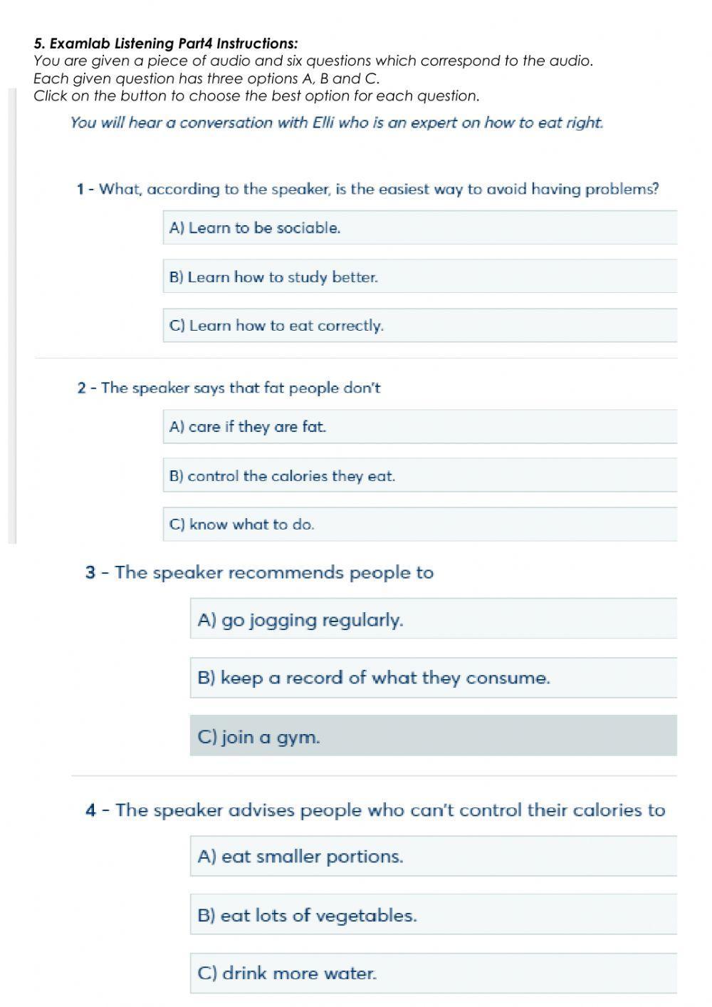 5. Examlab Listening Part4