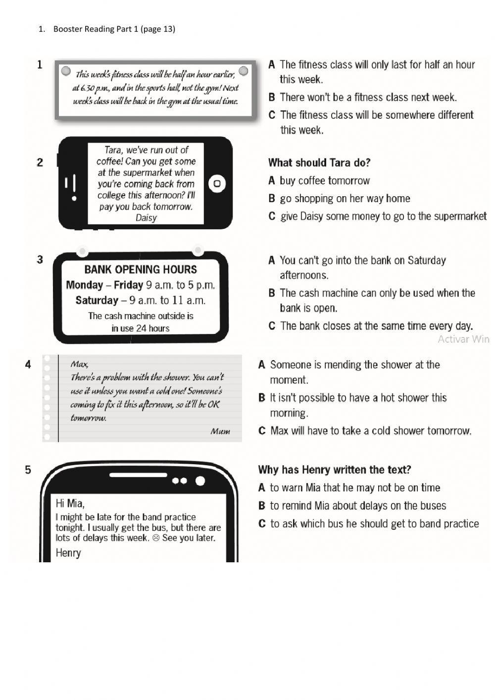 Readinga Part 1 Booster