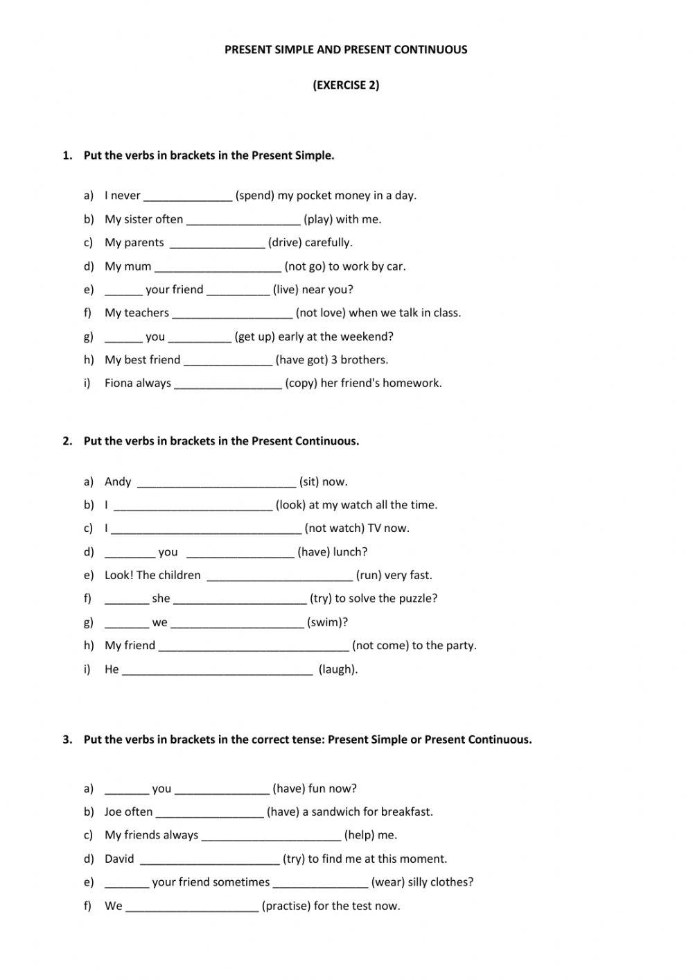 Present Simple and Present Continuous 2
