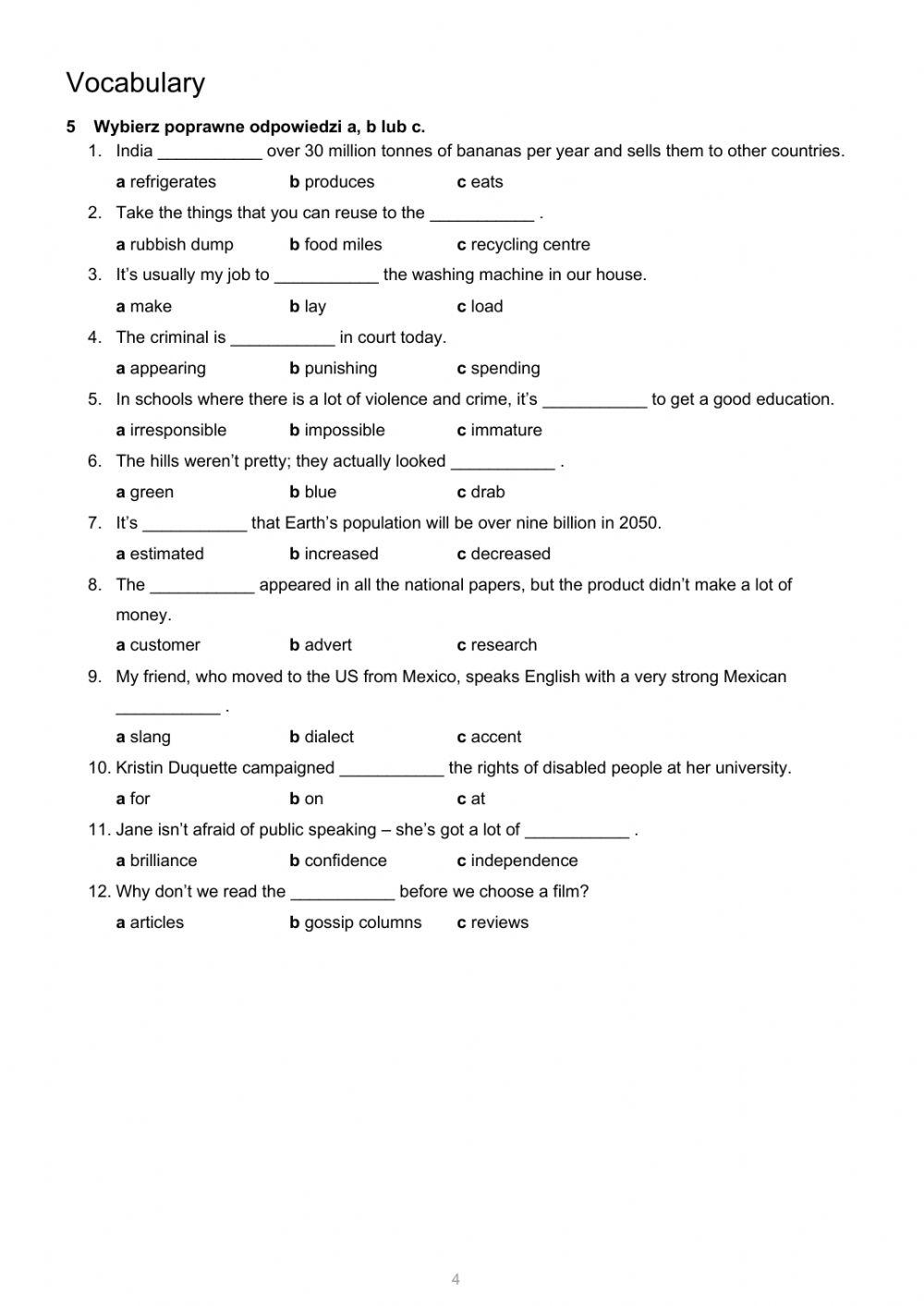 Insight Pre-intermediate final test