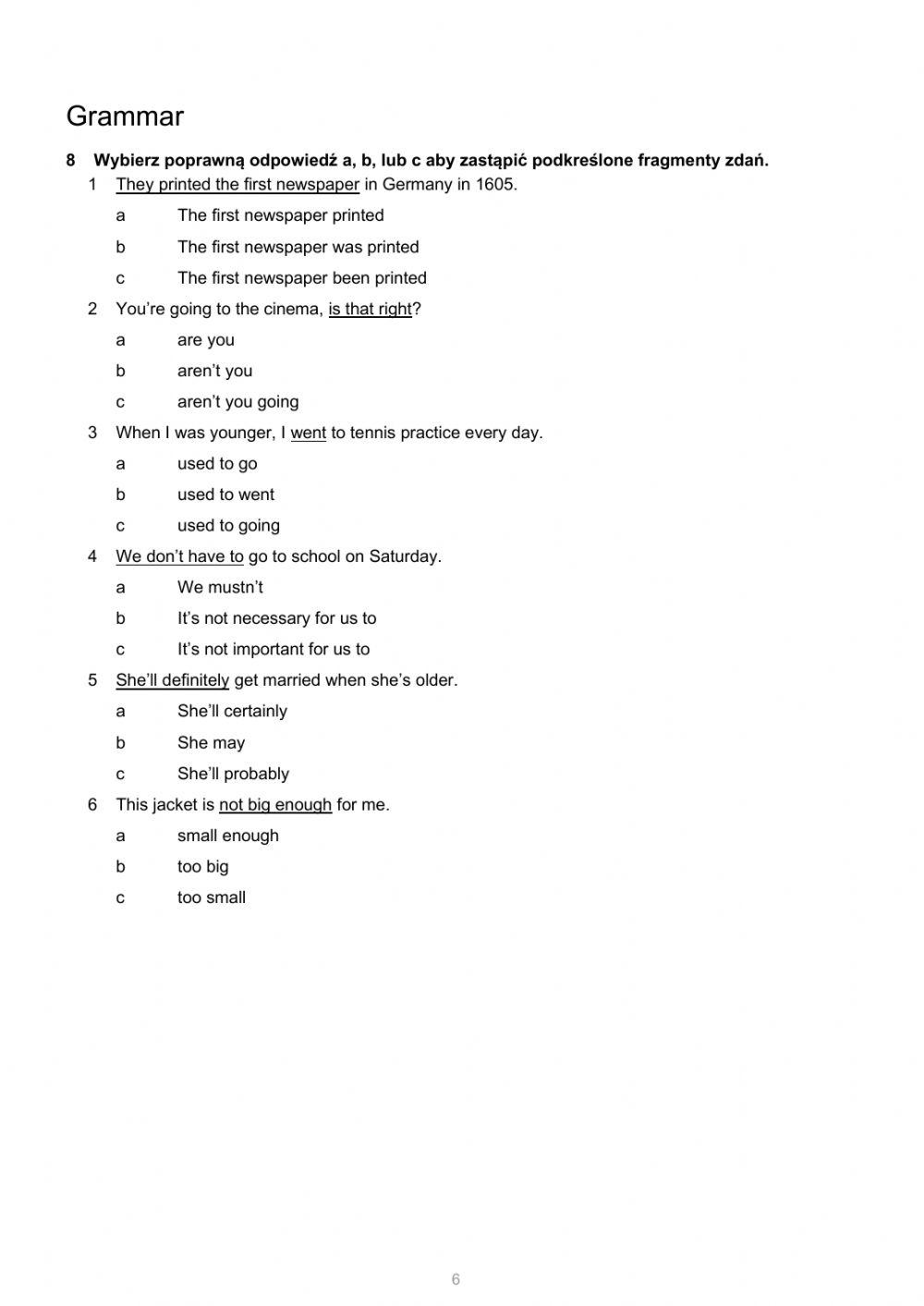 Insight Pre-intermediate final test