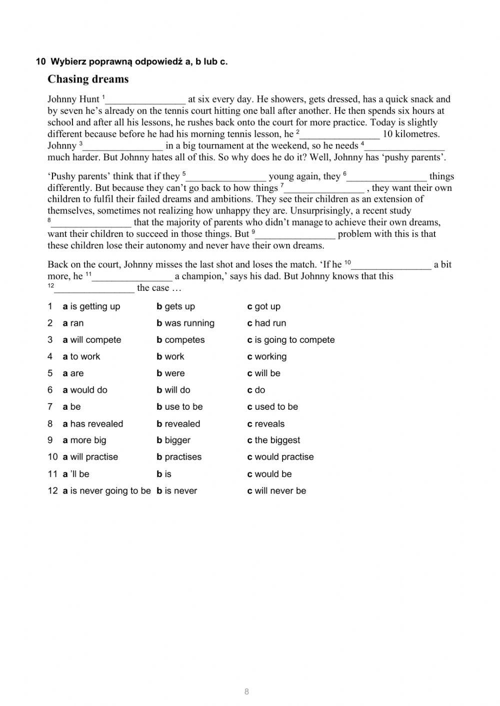 Insight Pre-intermediate final test