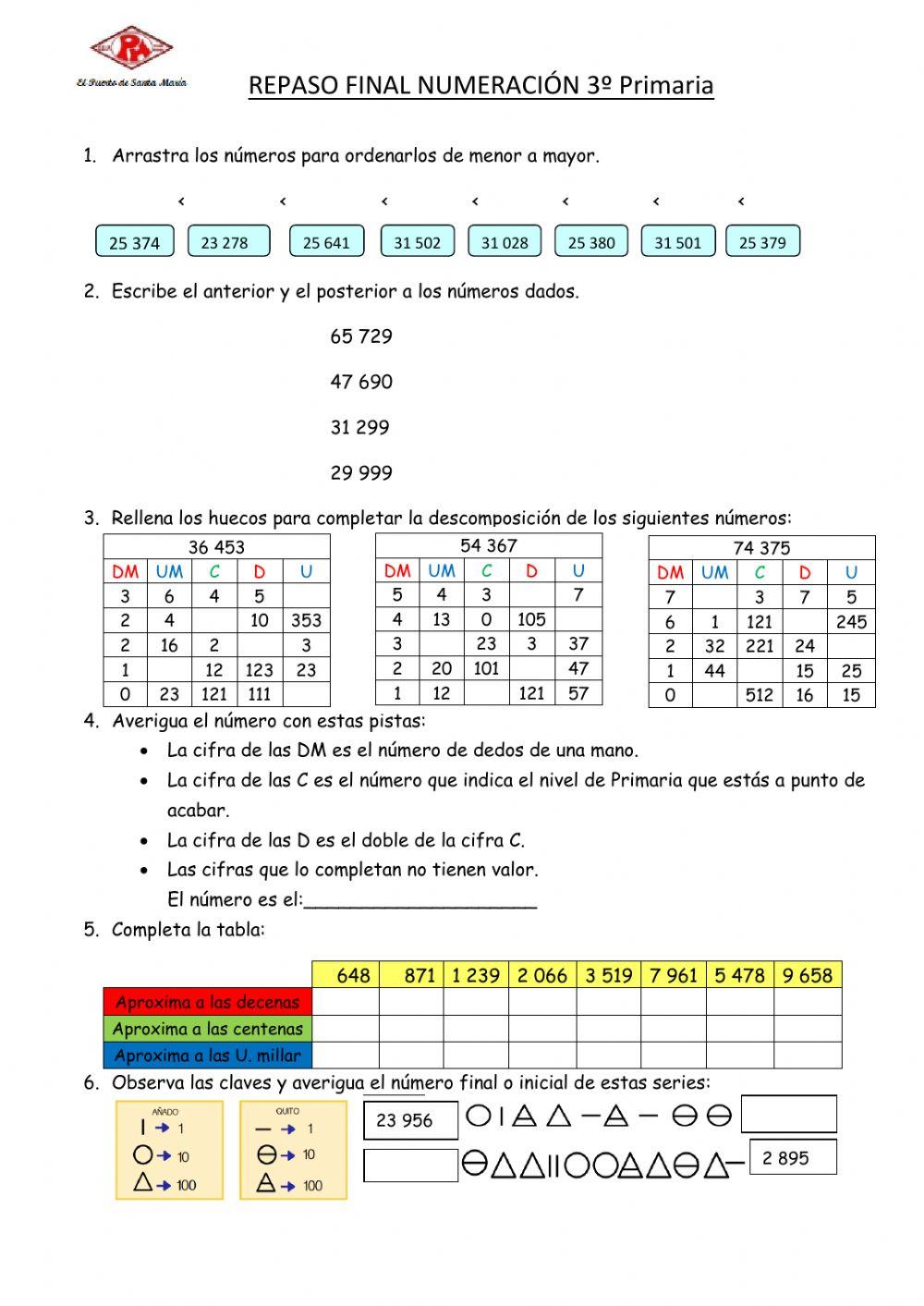 Repaso fina numeración 3ºP II