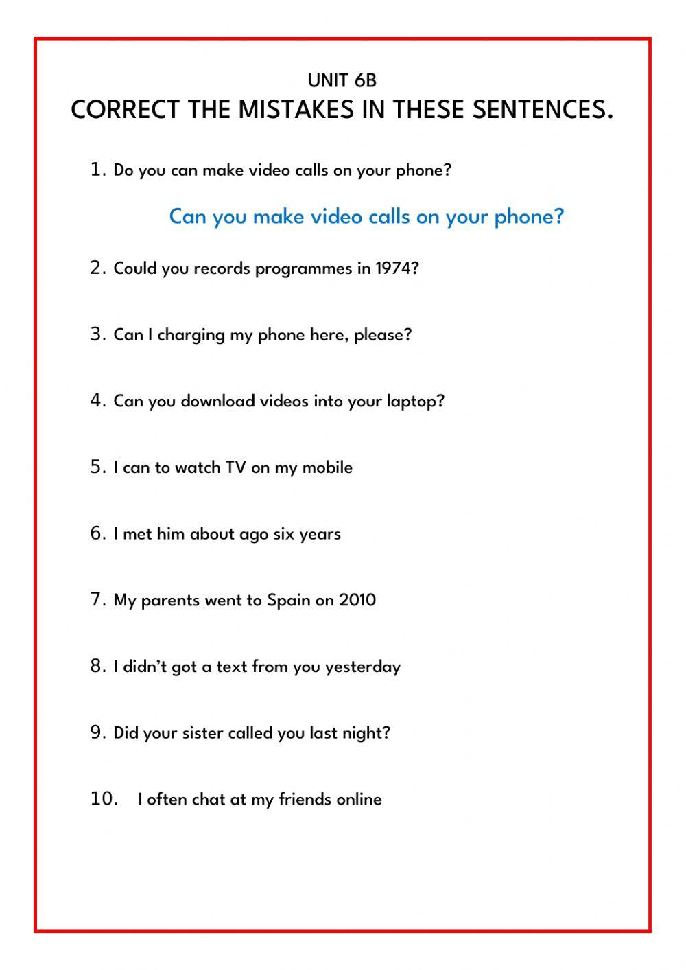 Correct the mistakes