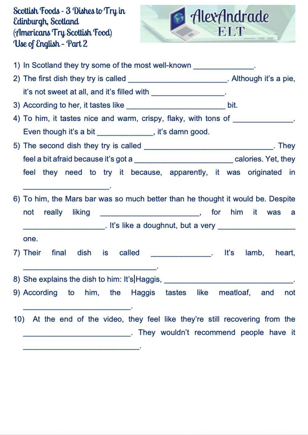 Listening - Part 2 (Americans try Scottish Food)