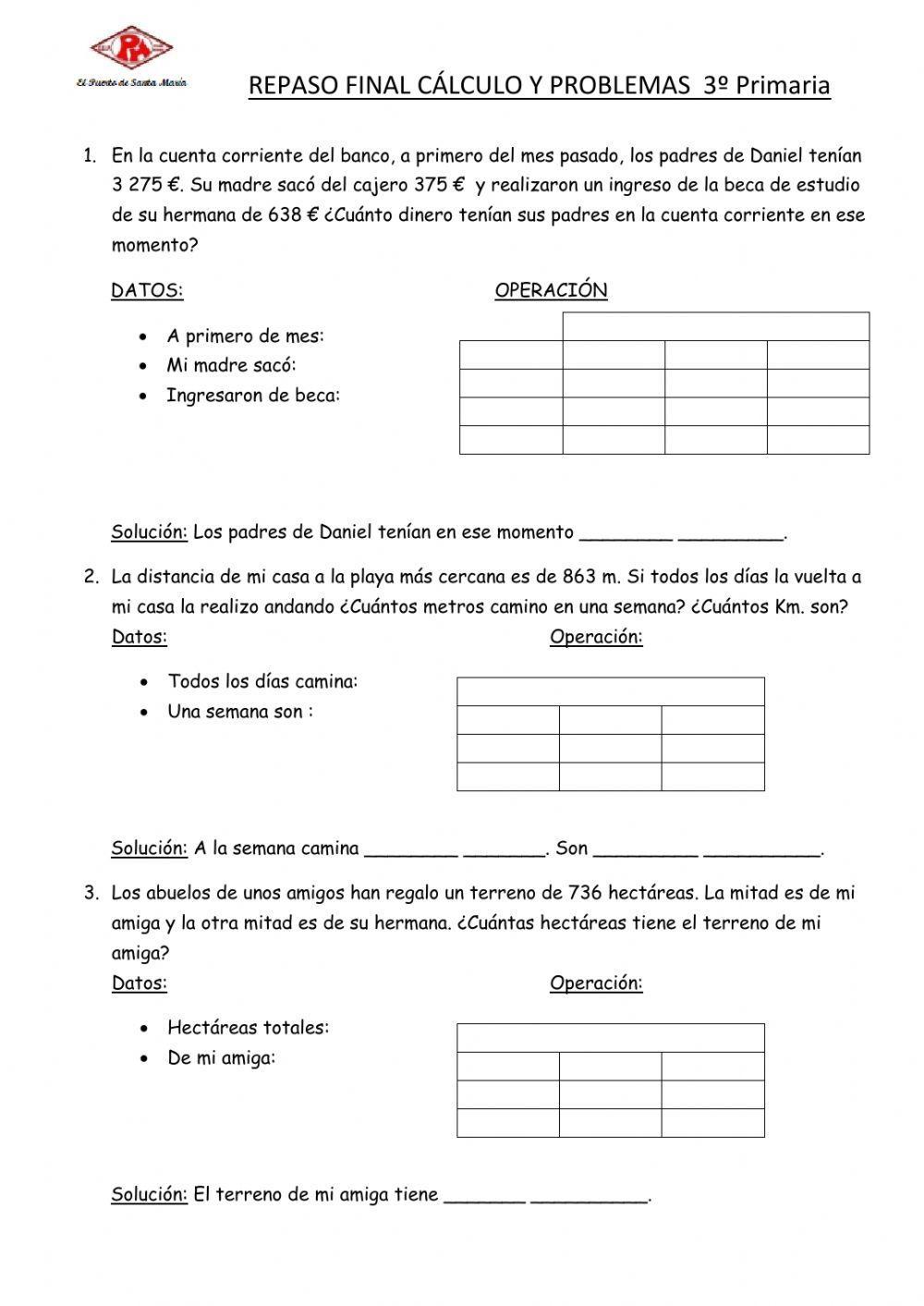 Repaso final cálculo problemas 3ºP II