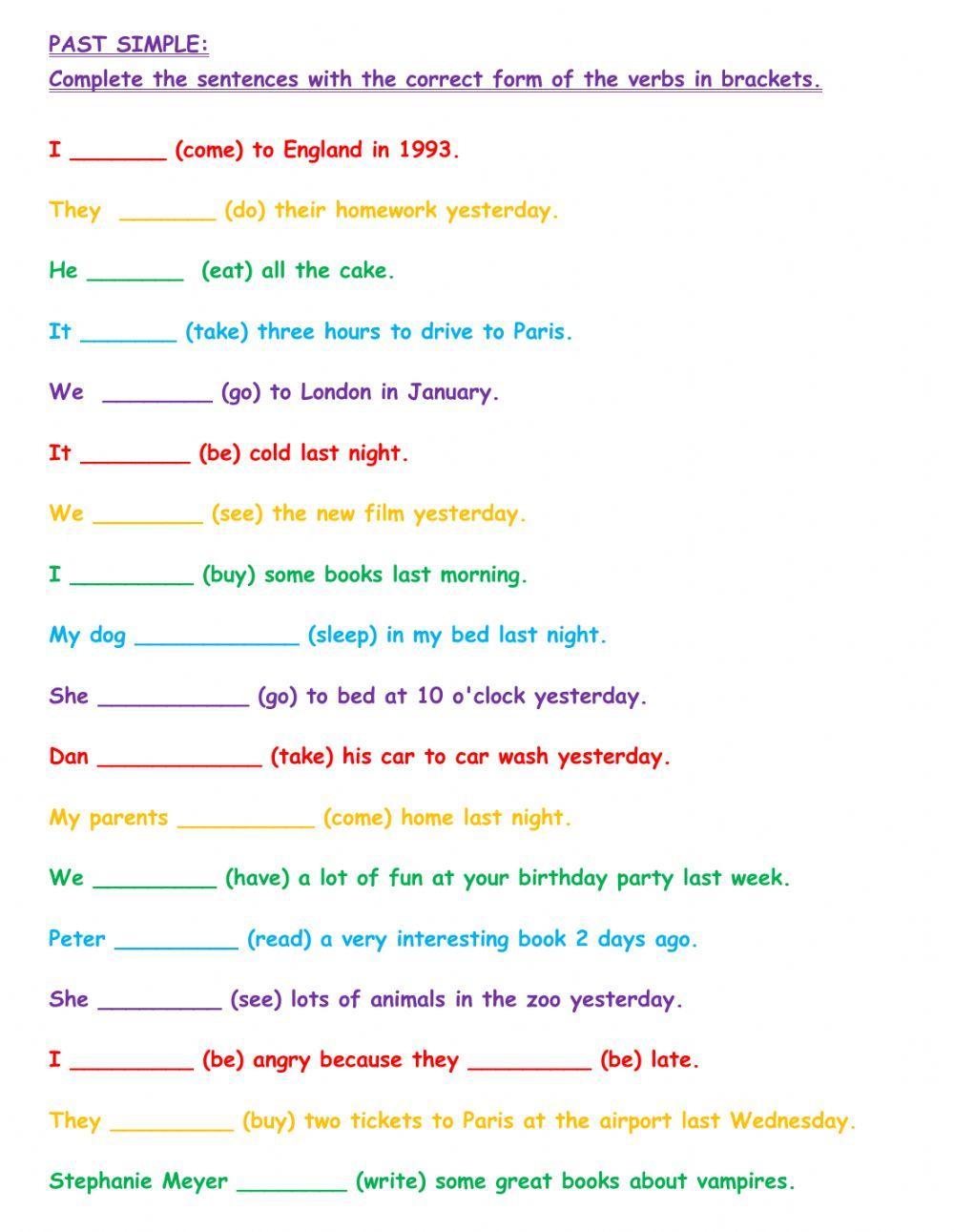 Past Simple - Irregular verbs (affirmative)