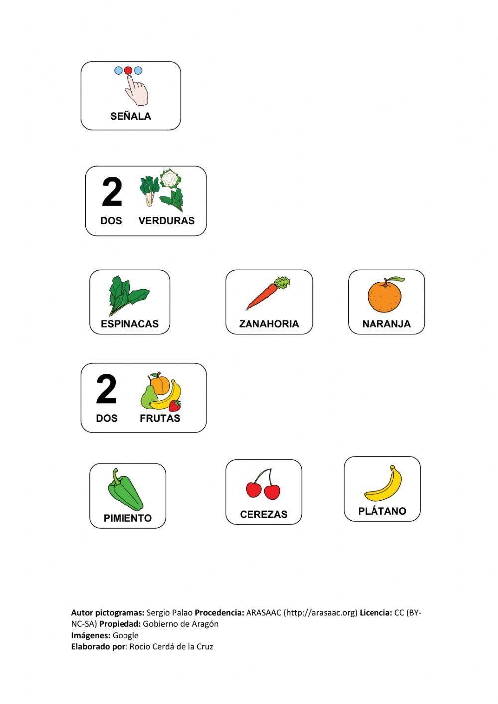 Frutas y verduras (con audio)
