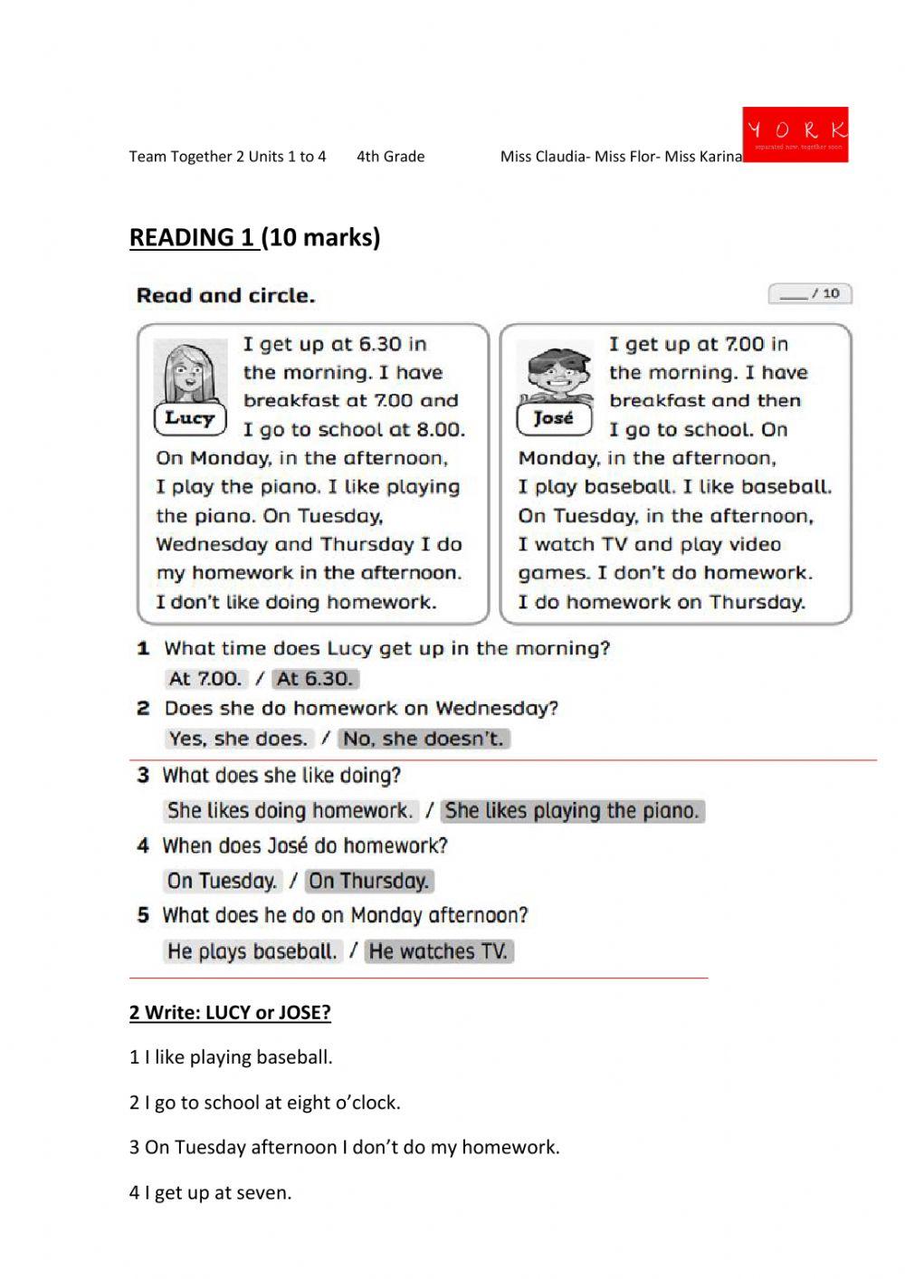 Mid Term Test 4th Grade