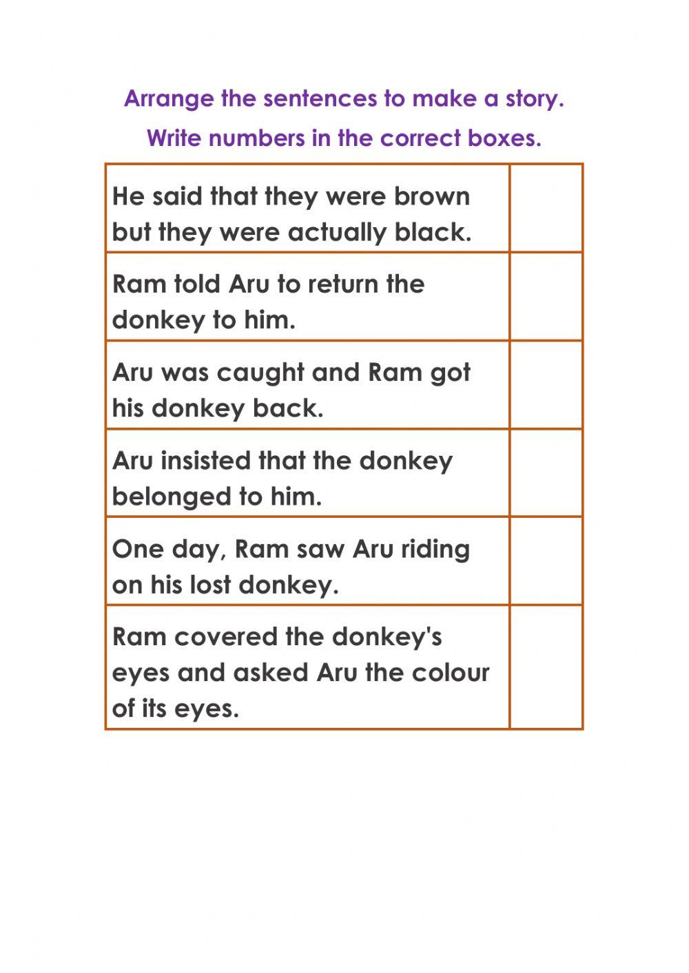 Arrange sentences in correct order