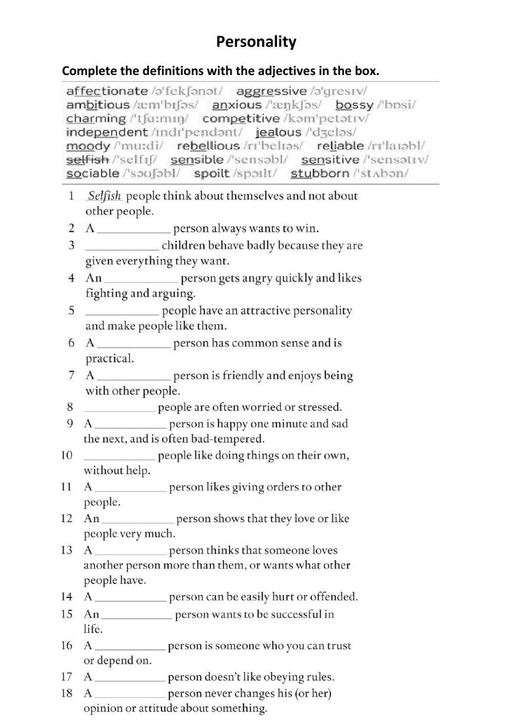 Adjective - Personality