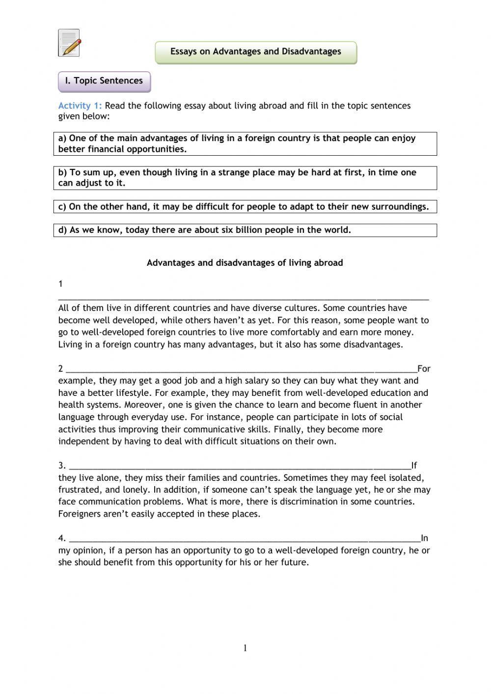 Essay on advantages and disadvantages