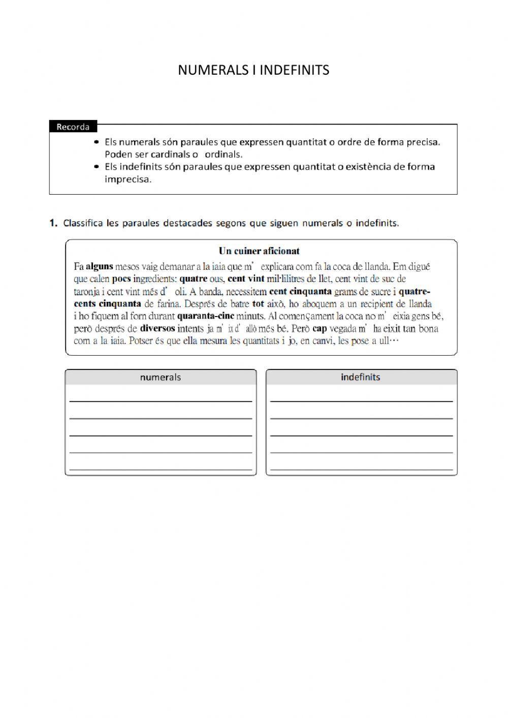 Numerals i indefinits