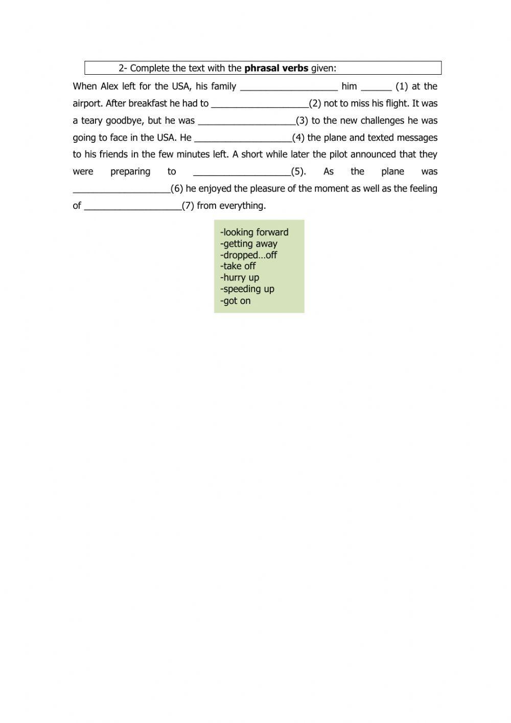 Phrasal verbs related to travelling