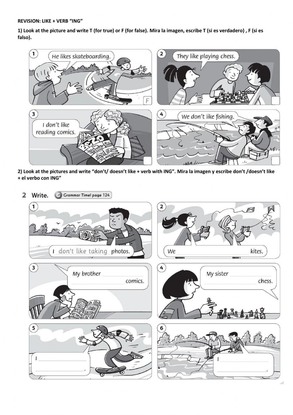 Likes and dislikes : like+ ING verb