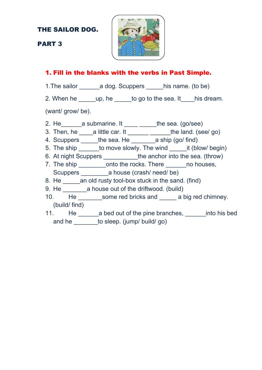 The Sailor Dog book based activity worksheet