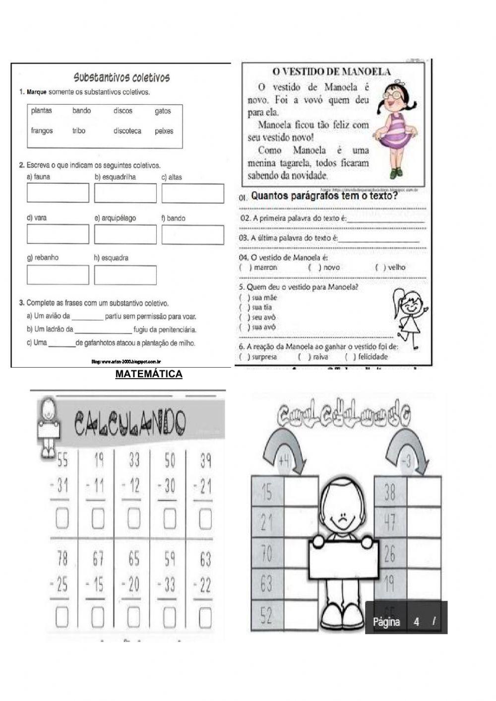 Atividades de portugues e matemática 03-07