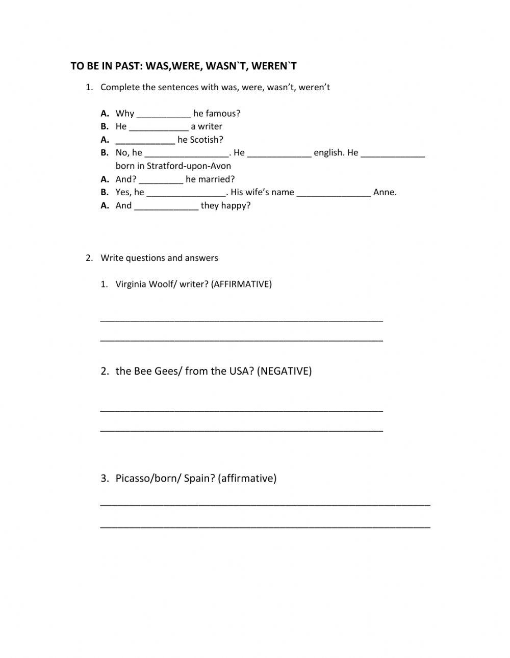 To be in past questions