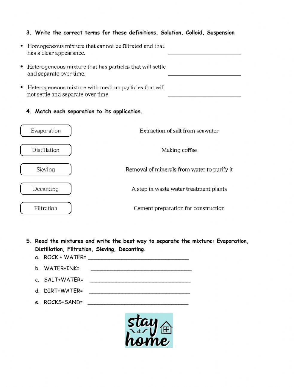 Mixes and separation methods