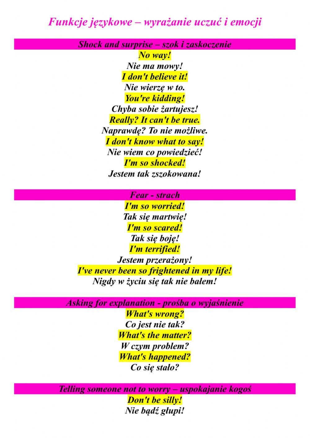 Funkcje językowe emocje i uczucia