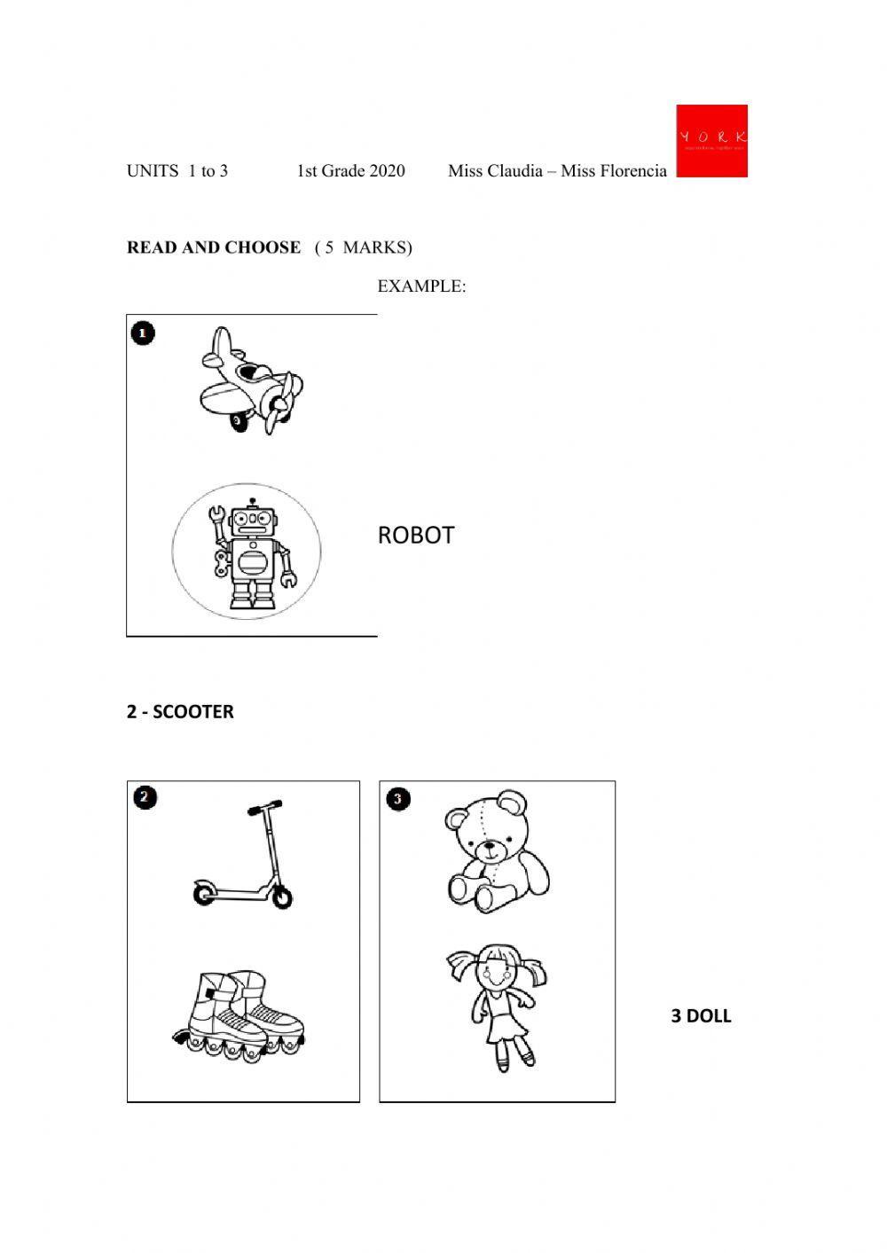 Mid term test 1st grade