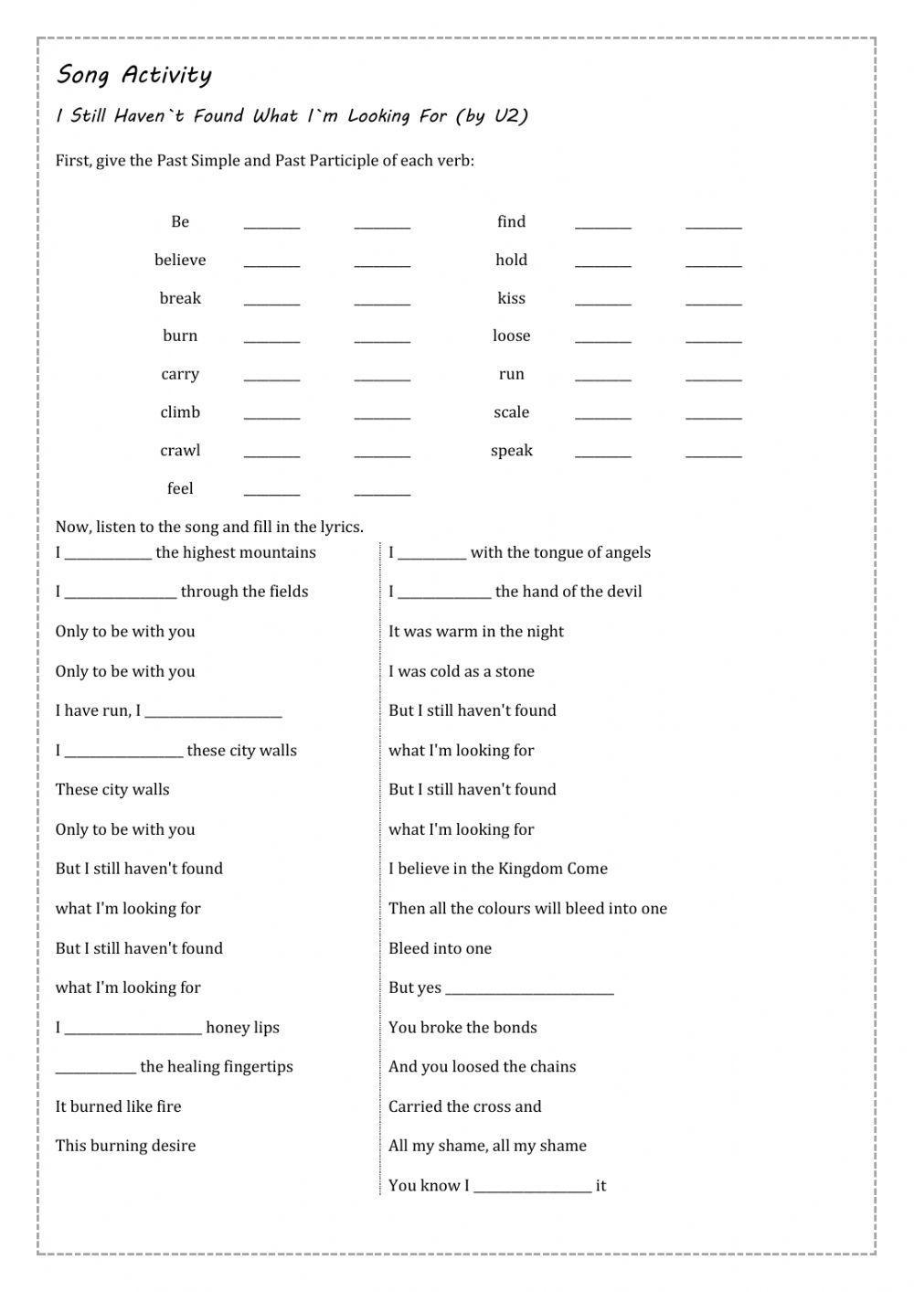 Present perfect song