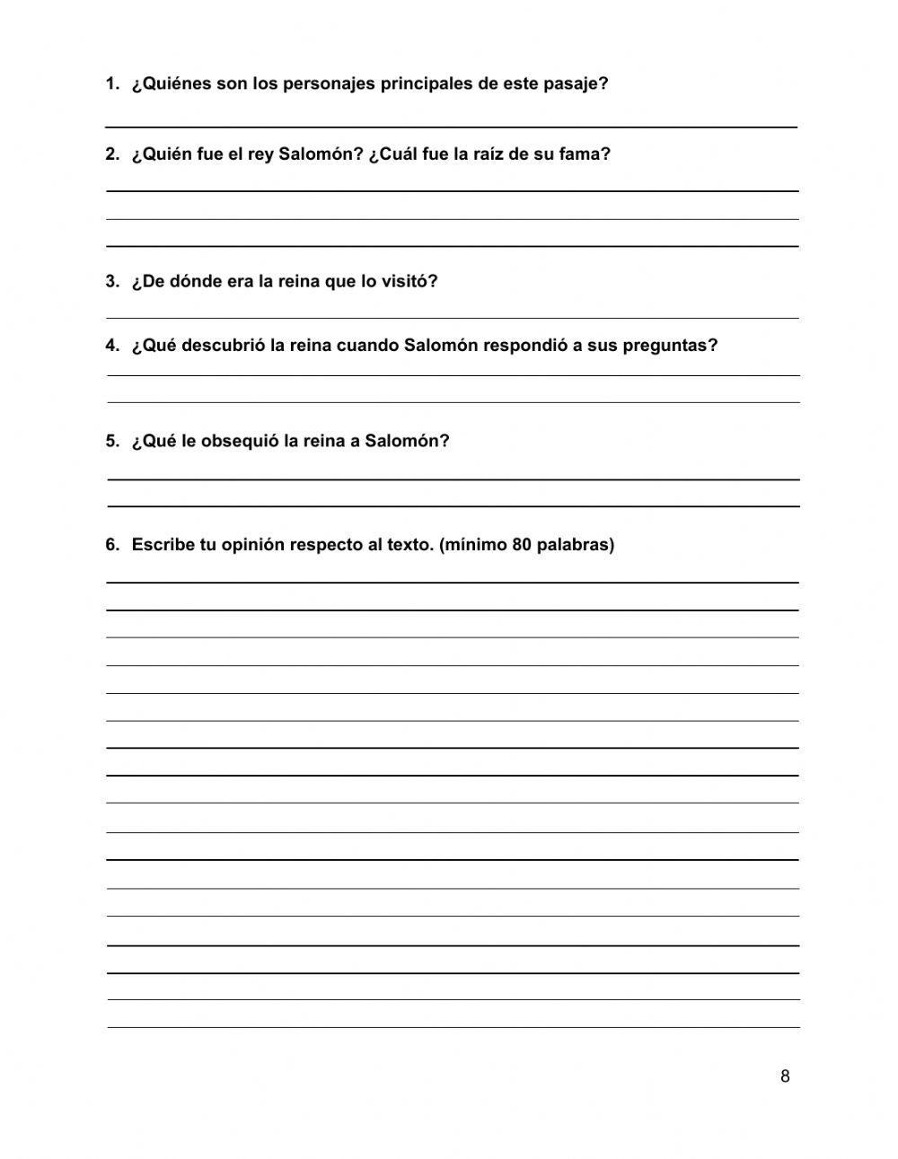 Examen en línea, Español 1