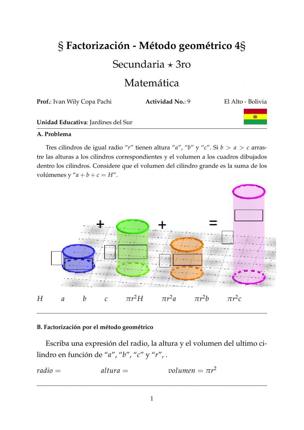 Factorización - Factor común - Método geométrico 4