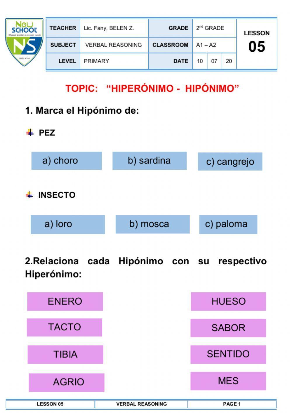 Hiperónimo e hipónimo