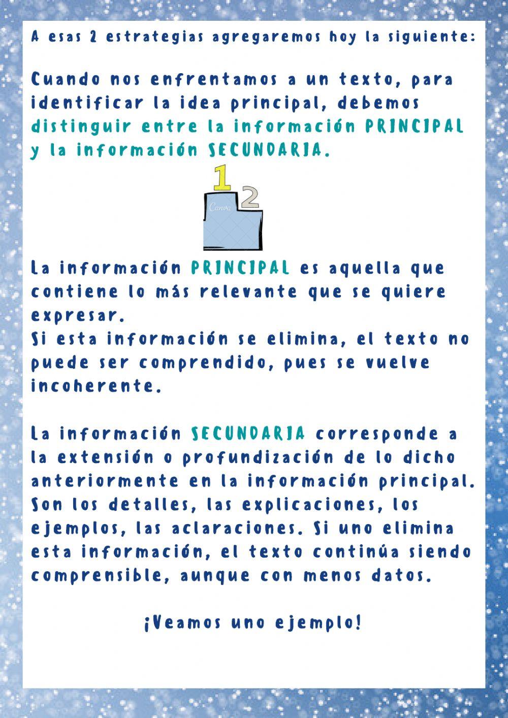 Determinar información principal y secundaria