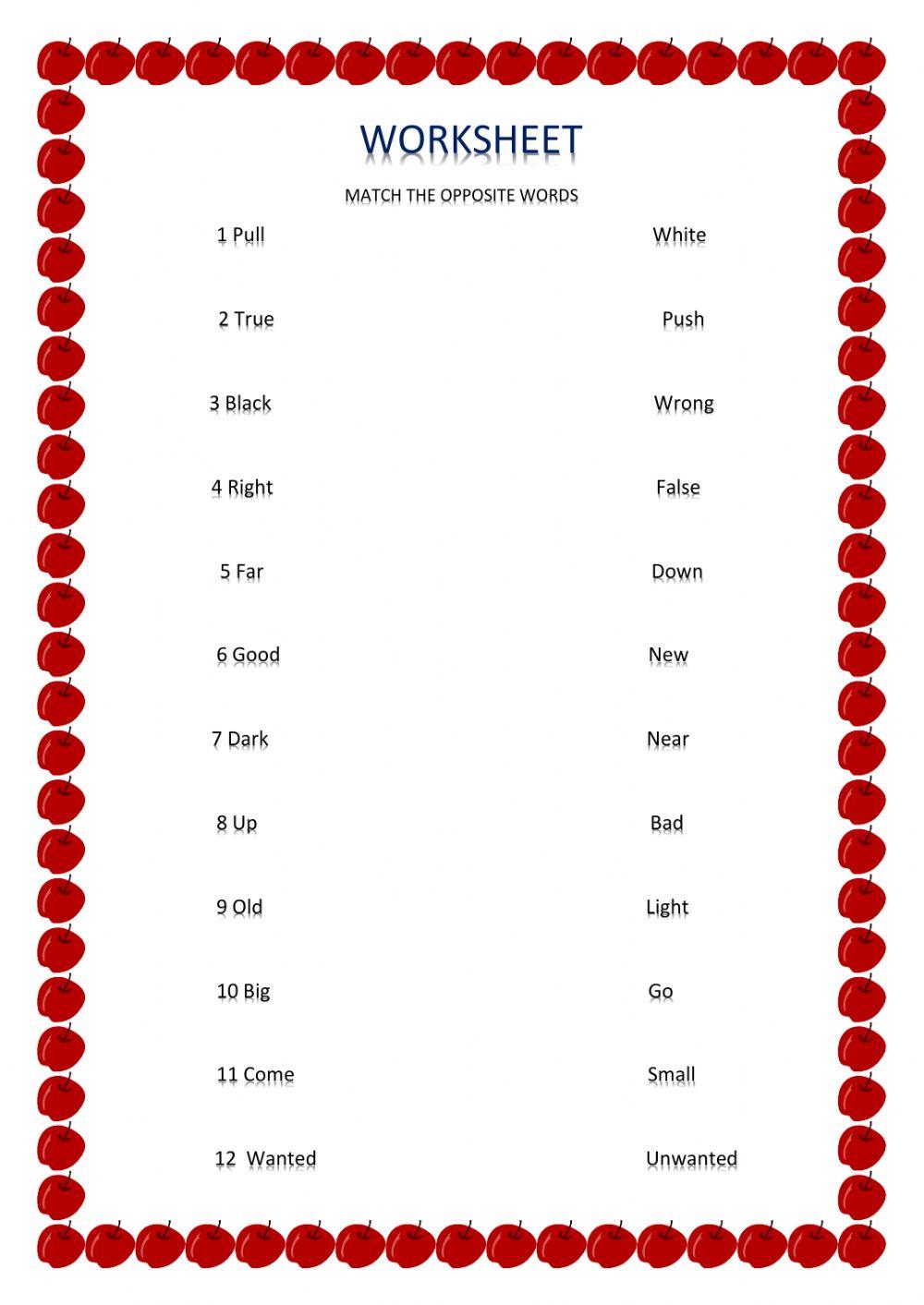 Match the opposite words