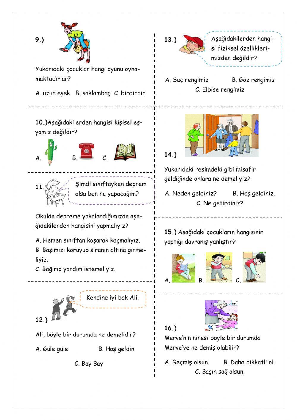 Hayat bilgisi dönem değerlendirmesi 2